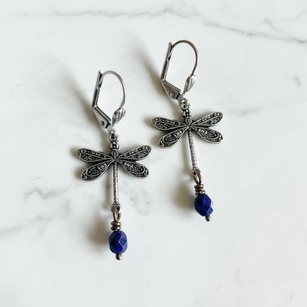 Brass Dragonfly Earrings for Nature Lovers