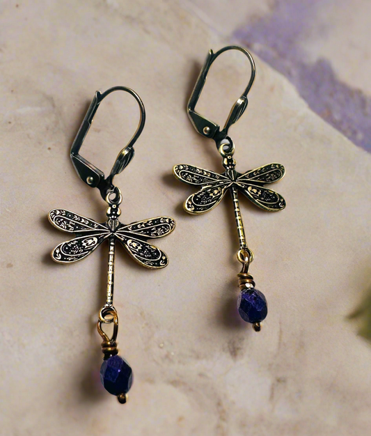 Brass Dragonfly Earrings/Bug Earrings/Nature Earrings*