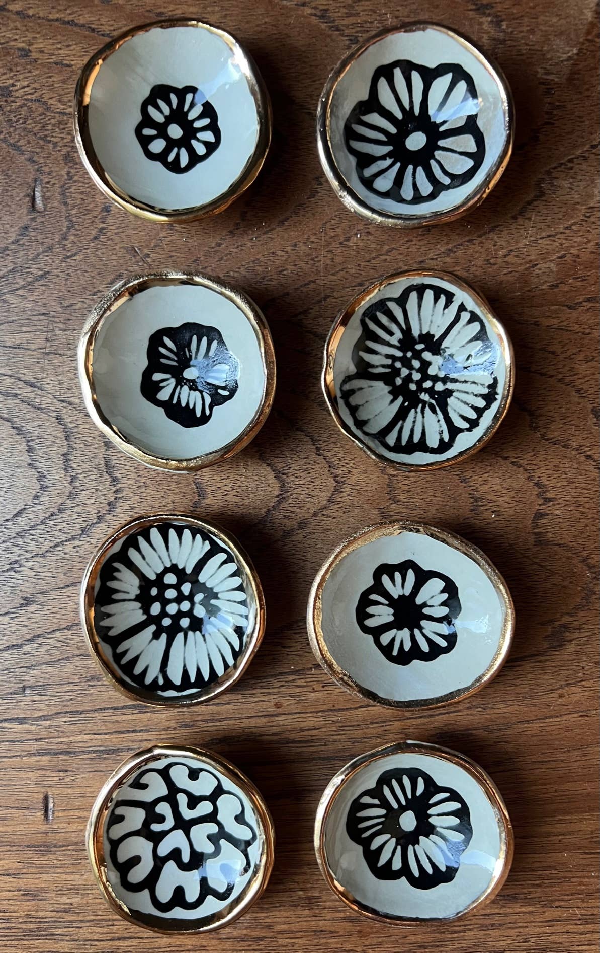 Handmade Floral Round Ceramic Catchall Gold Jewelry Dish 2 Hsieh Clay SF