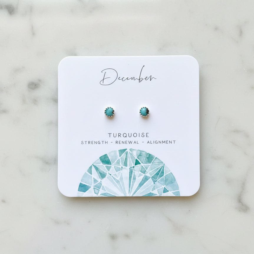 Birthstone Studs, October and December Birthstone Studs