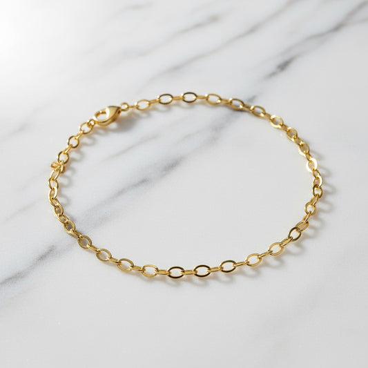 Close-up of gold chain bracelet
