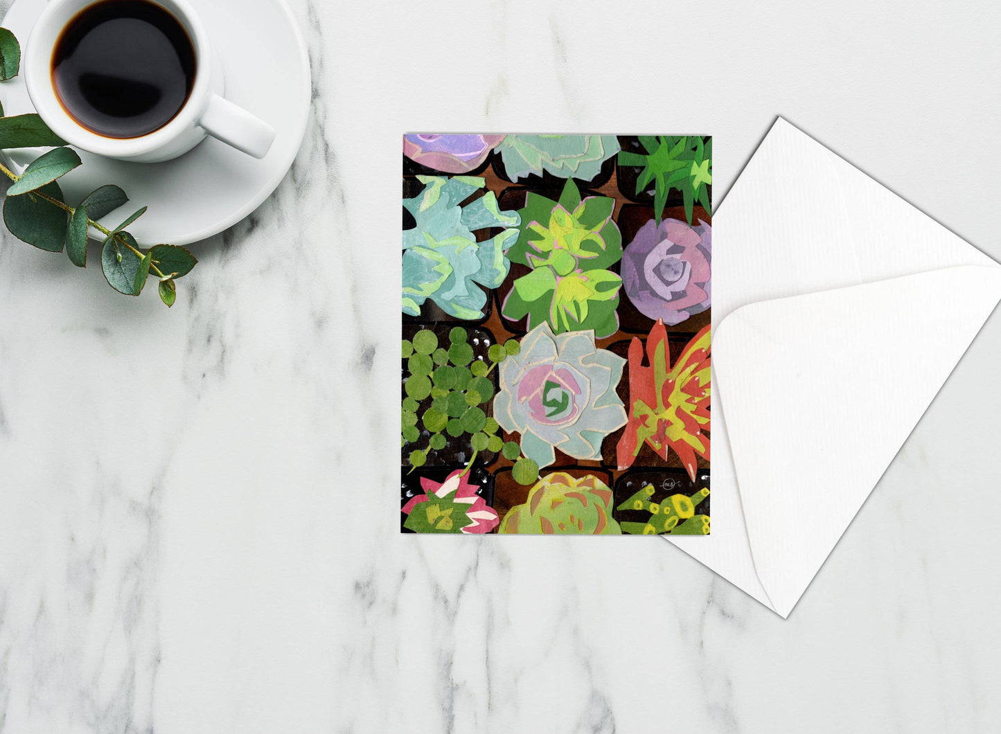 Succulents Note Card Mandy Warhol Fine Art