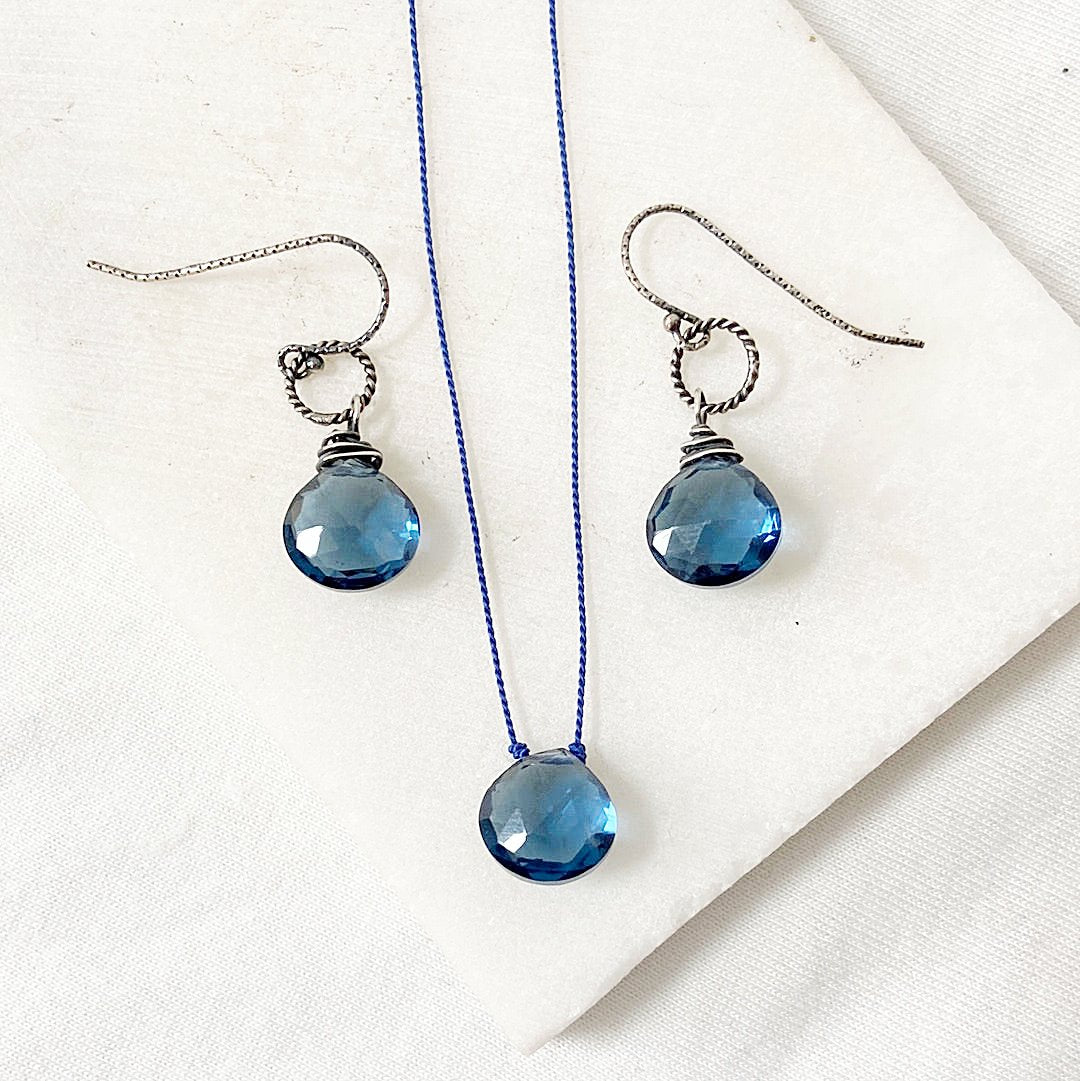 Blue Quartz Earrings-Chevron Chain Earrings Janine Gerade