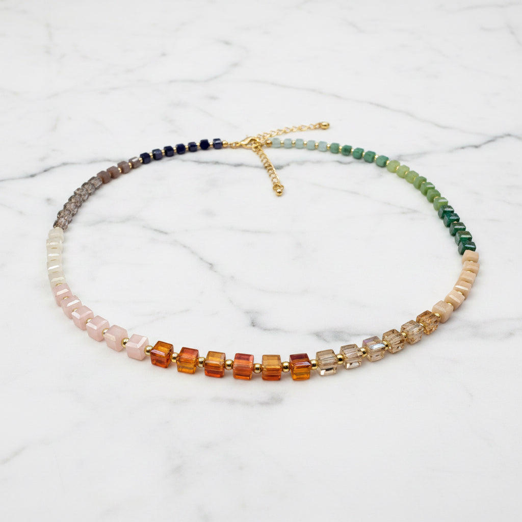 Glass Beaded Necklace for Layering Style