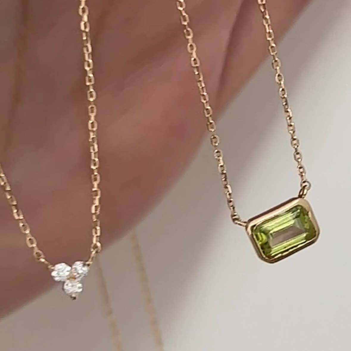 14k Mini Trio Diamond Necklace: 18 inches / 14K Yellow Uni-T 