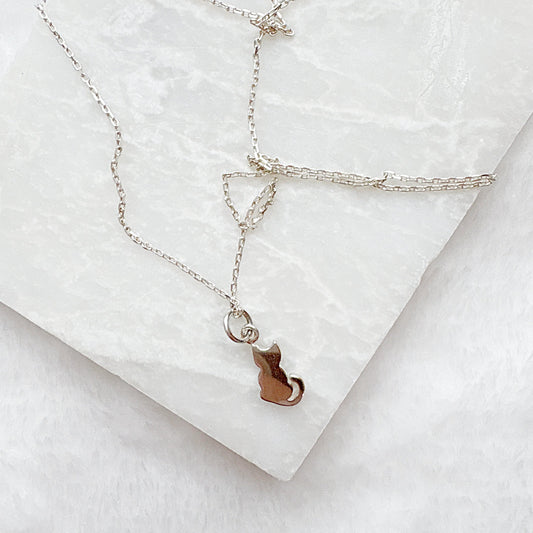 Tiny Cute Silver Kitty Necklace***
