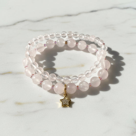 Rose Quartz Gemstone Stretch Bracelets - 5 mm