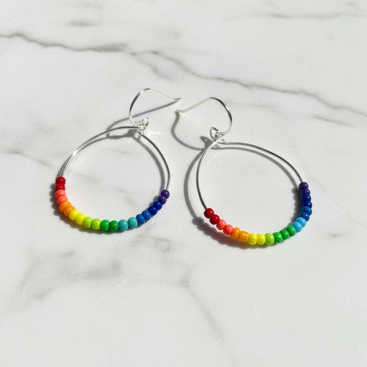 Colorful Beaded Hoop Earrings*