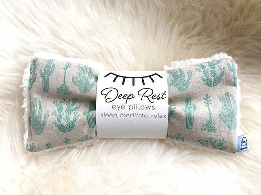Weighted Eye Pillow for Deep Rest and Relaxation with soft cactus fabric, perfect for stress relief and self-care routines.