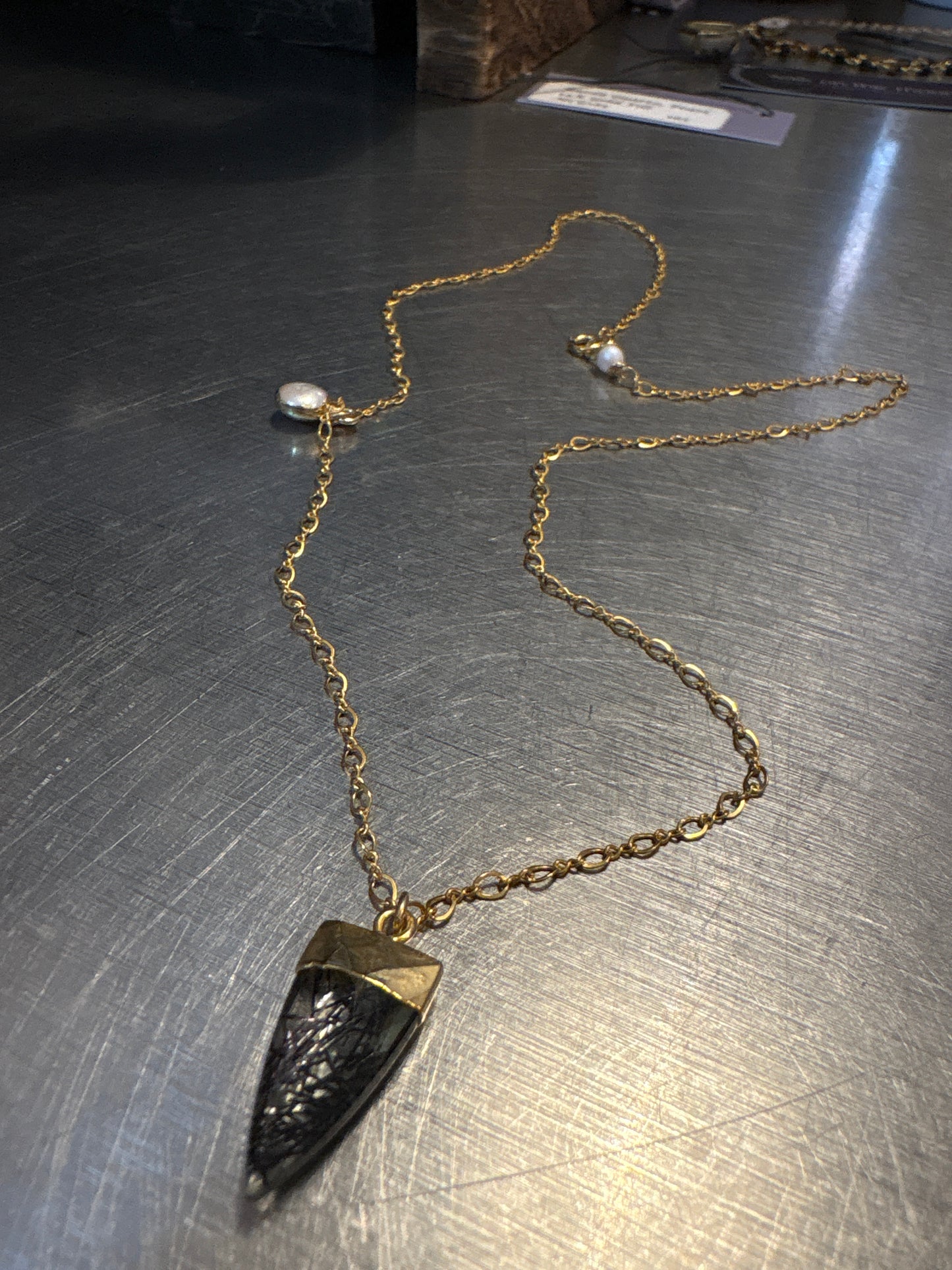 Rutile Quartz, Pearl 14K Gold Fill Necklace