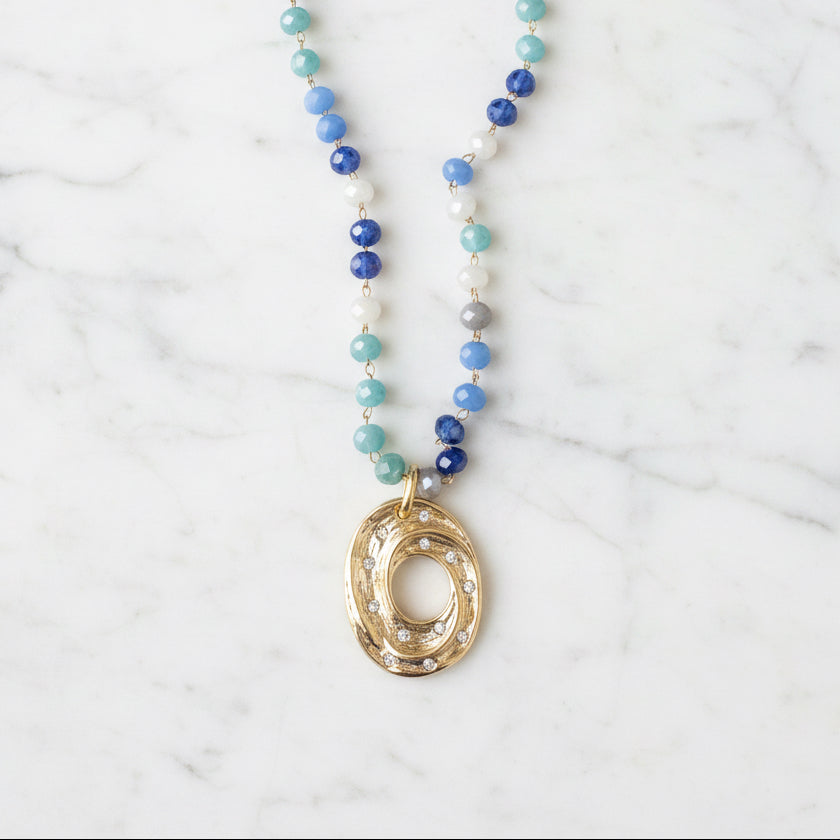 Cubic Zirconia, Glass & 14K Gold Fill Chain Necklace
