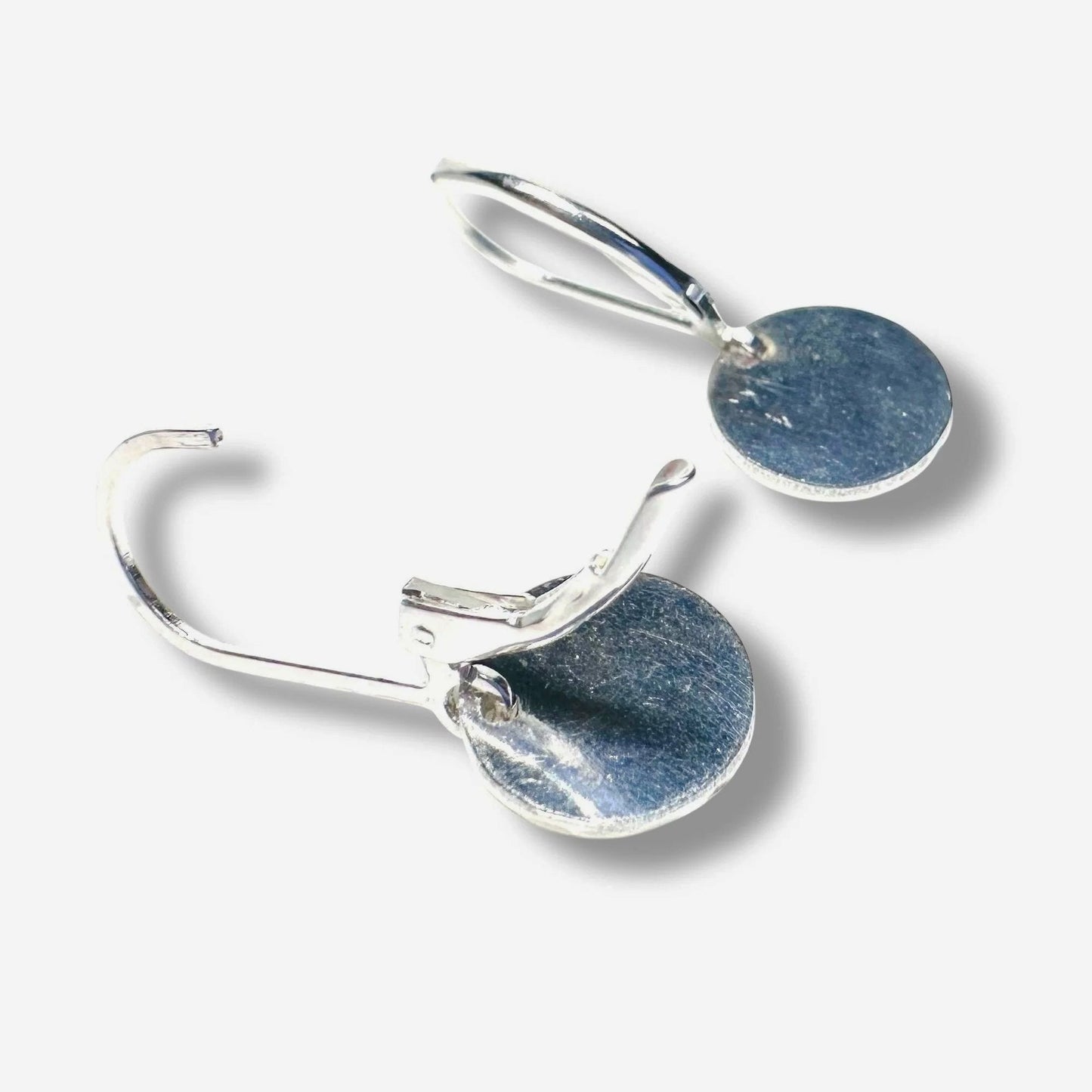 Silver Disk Earrings Moon Earrings jewelry