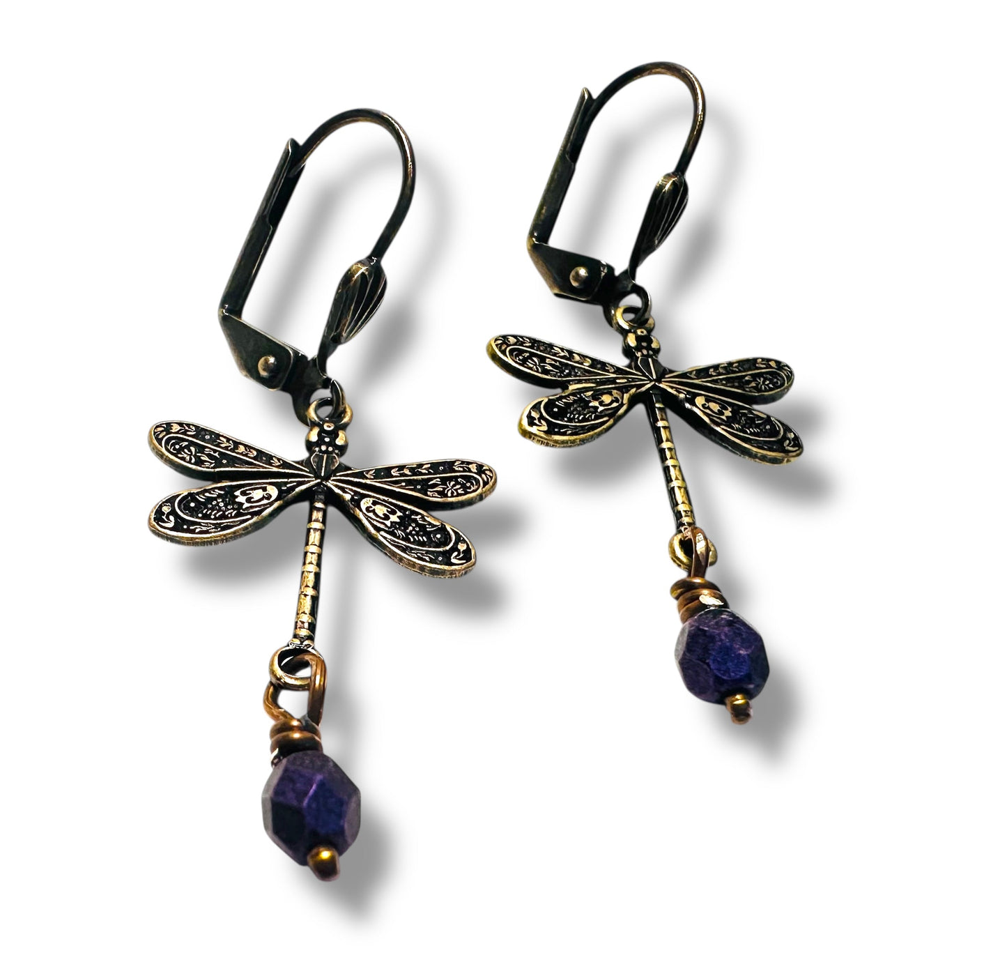Brass Dragonfly Earrings/Bug Earrings/Nature Earrings*