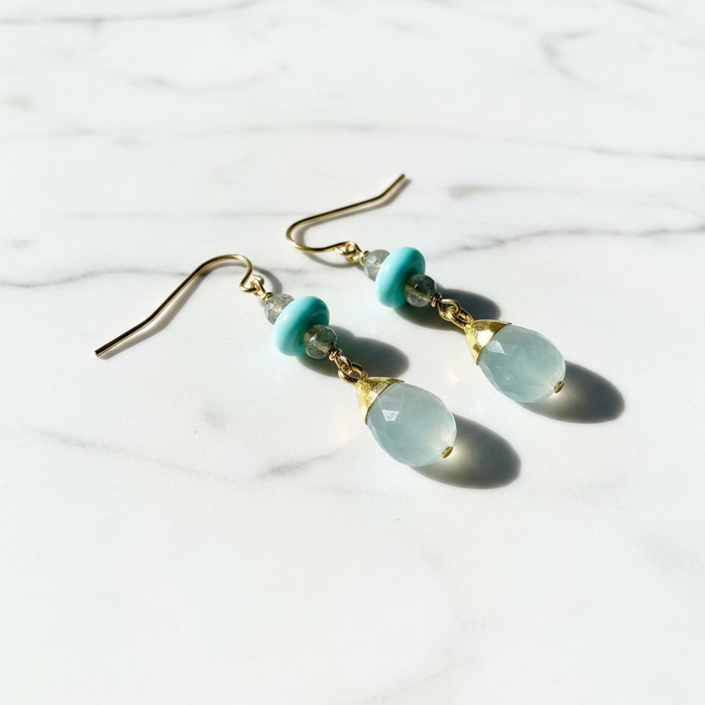 Aquamarine, Larimar and Moonstone Earrings* Janine Gerade