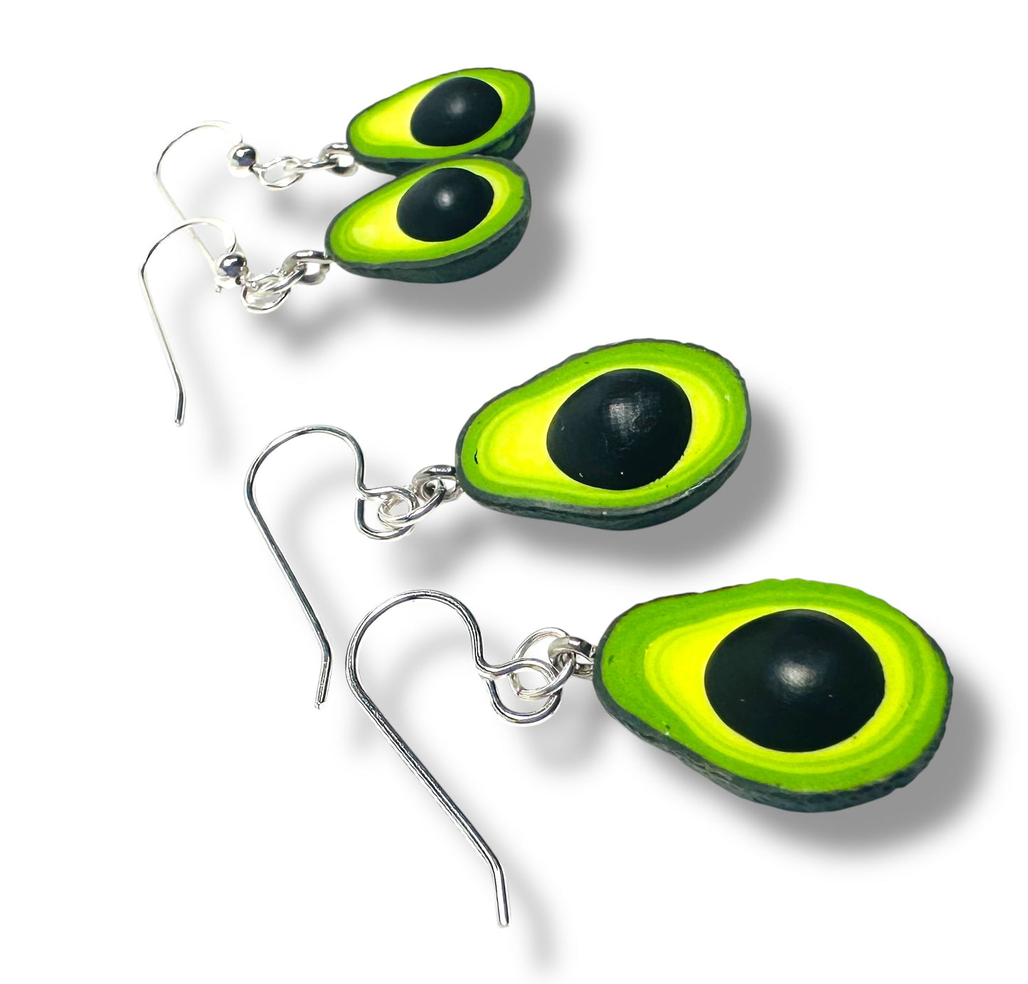 Avocado Earrings with Polymer Clay and Silver