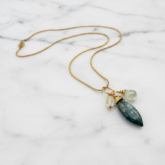 Blue Gemstone Charm Necklace