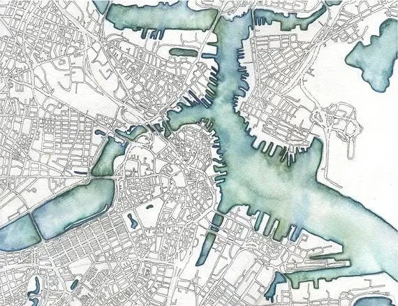 Boston Map Art Print & Card - Uni-T