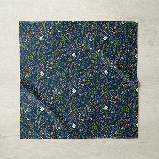 Floral printed fabric napkin on table