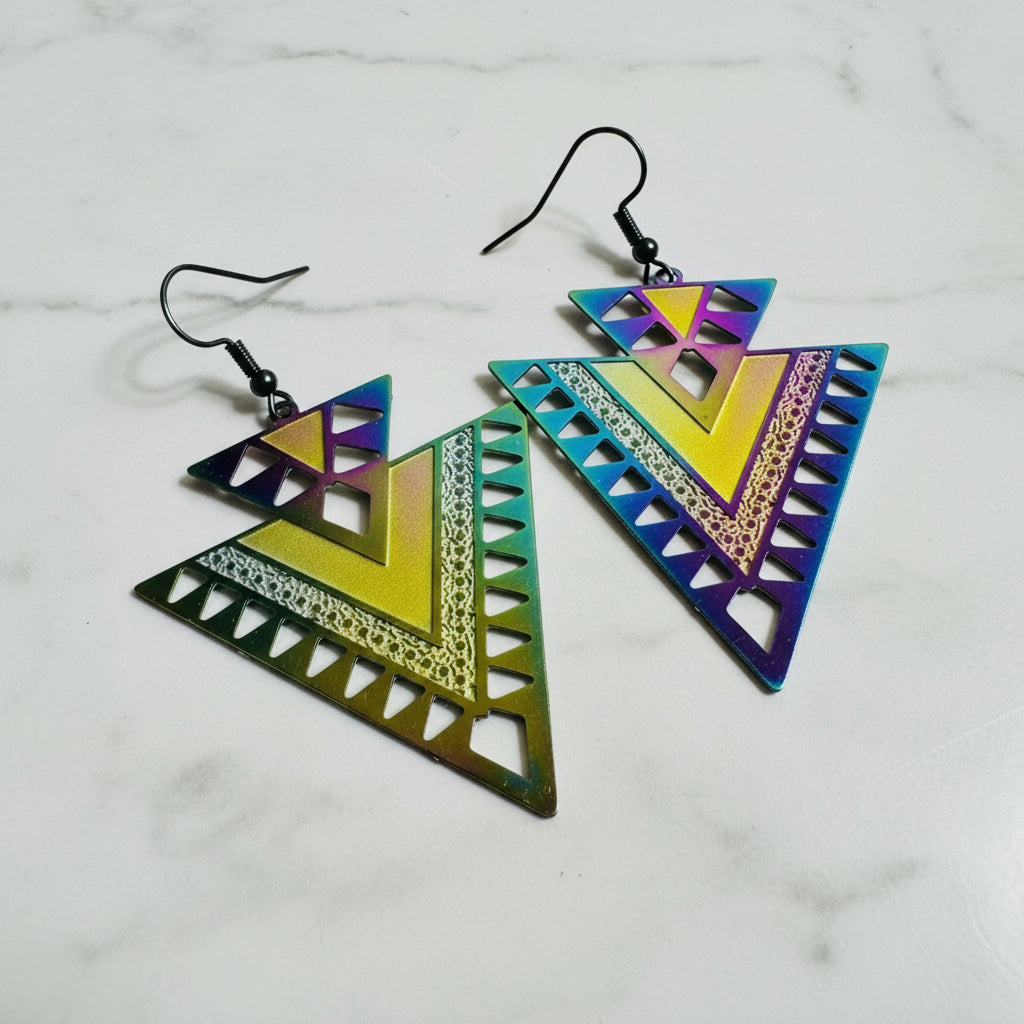 Colorful Laser and Steel Earrings for jewelry accessories
