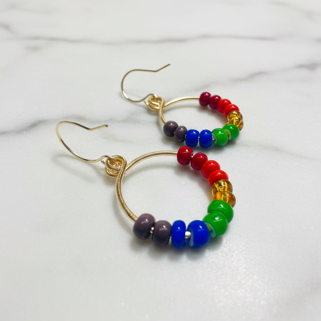 Colorful Beaded Hoop Earrings*