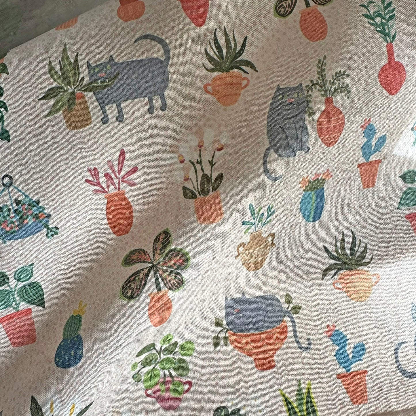 Cats And Houseplants Linen Cotton Towel