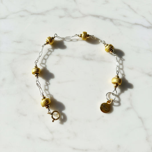 Gold and Silver Beaded Bracelet