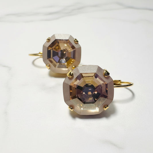 Champagne crystal ring with gold band