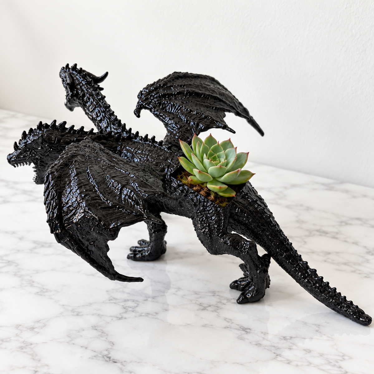 Up-cycled Black Dragon Animal Planter