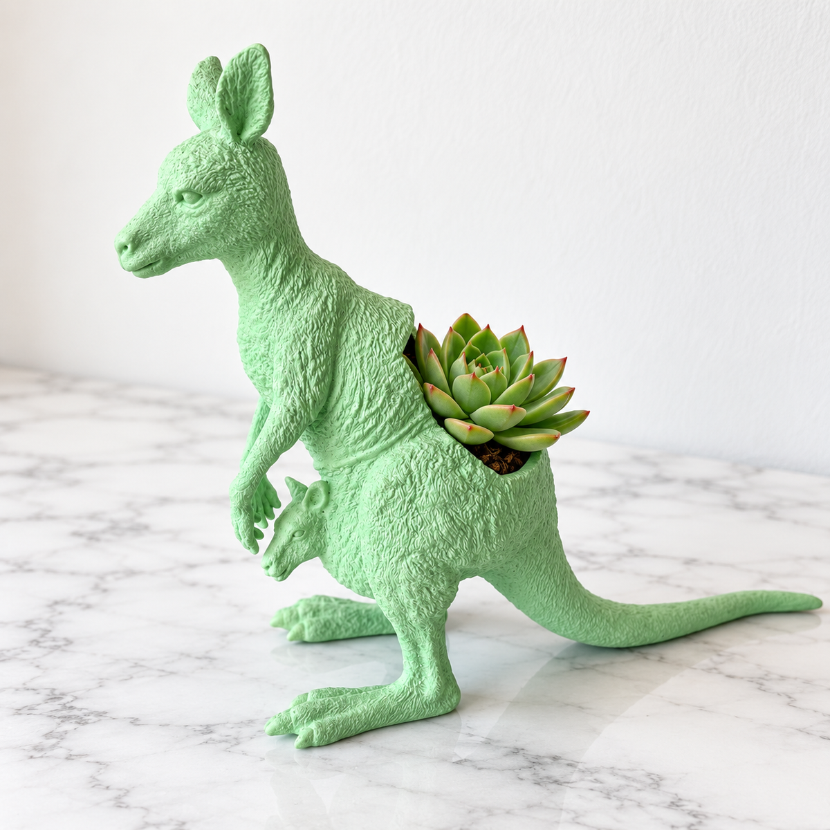 Up-cycled Mint Green Kangaroo Planter