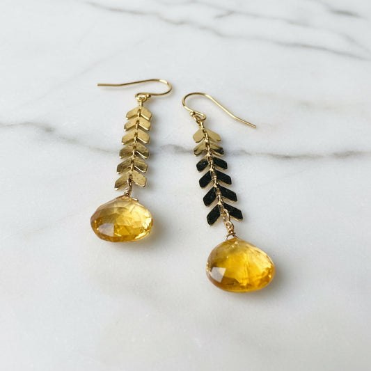 Citrine Chevron Earrings, chevron Earrings, Gemstone Earrings*