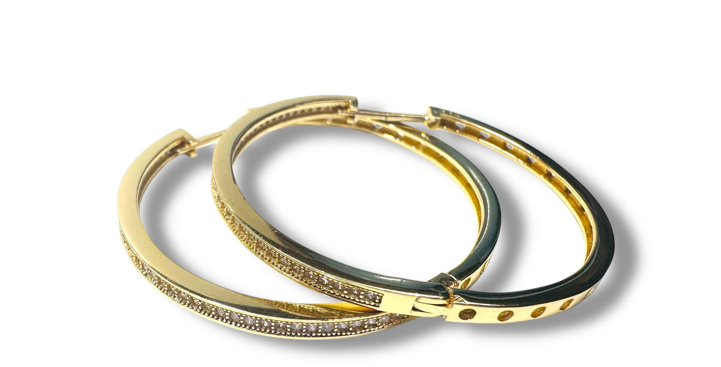 Gold Filled Cz Encrusted Hoop Earrings*