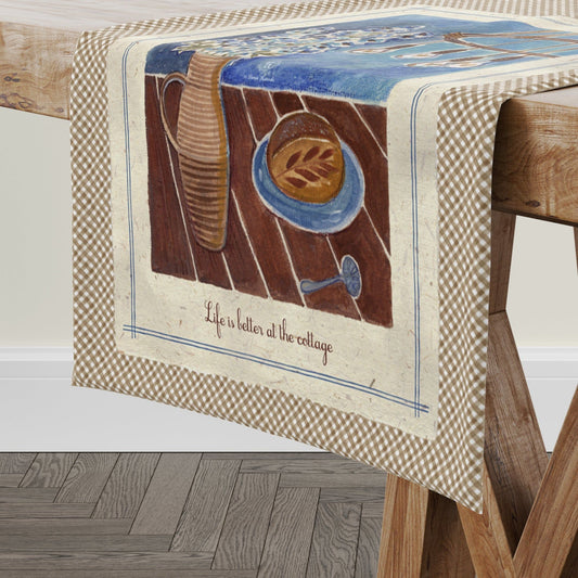 Cottage Still Life Tea Towel with floral and lightbulb design