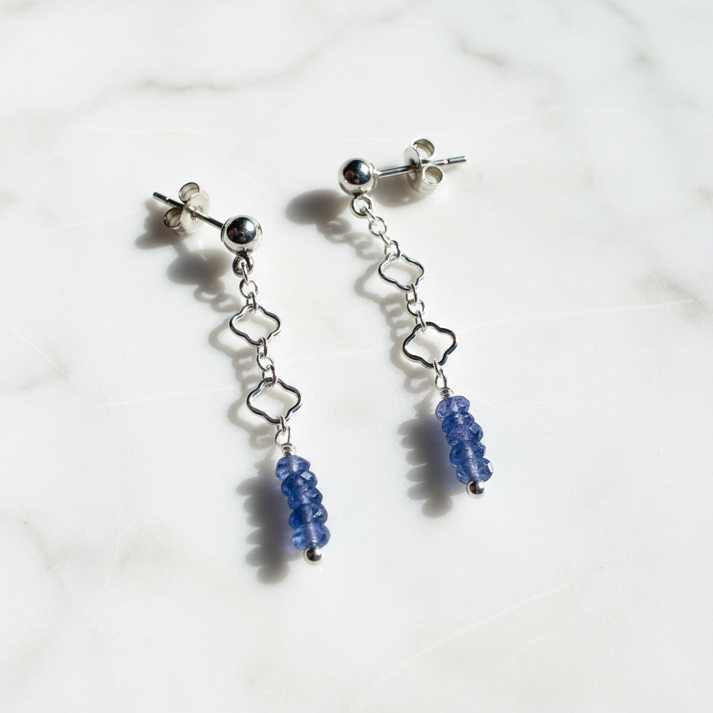 Chain Stud Earrings-Iolite Gemstone Earrings*