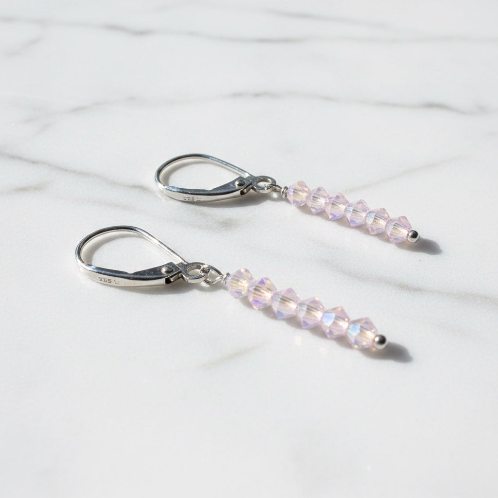 Pink “opal” ish Crystal Drop Earrings