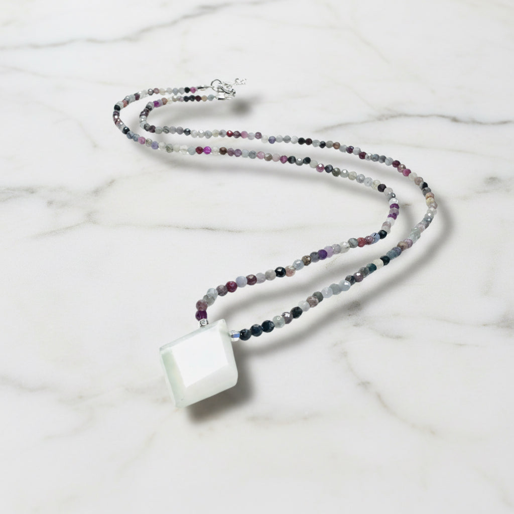Dainty Beaded Tourmaline Gemstone Necklace with Moonstone* Janine Gerade