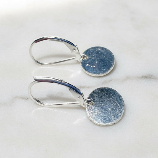 Silver Disk Earrings Moon Earrings jewelry
