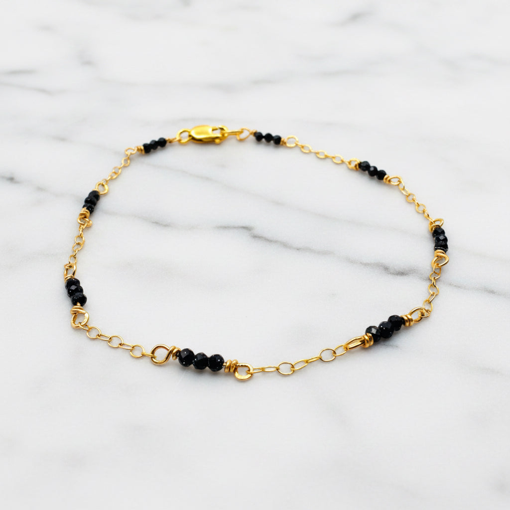 Dainty Blue Goldstone Gemstone Bracelet