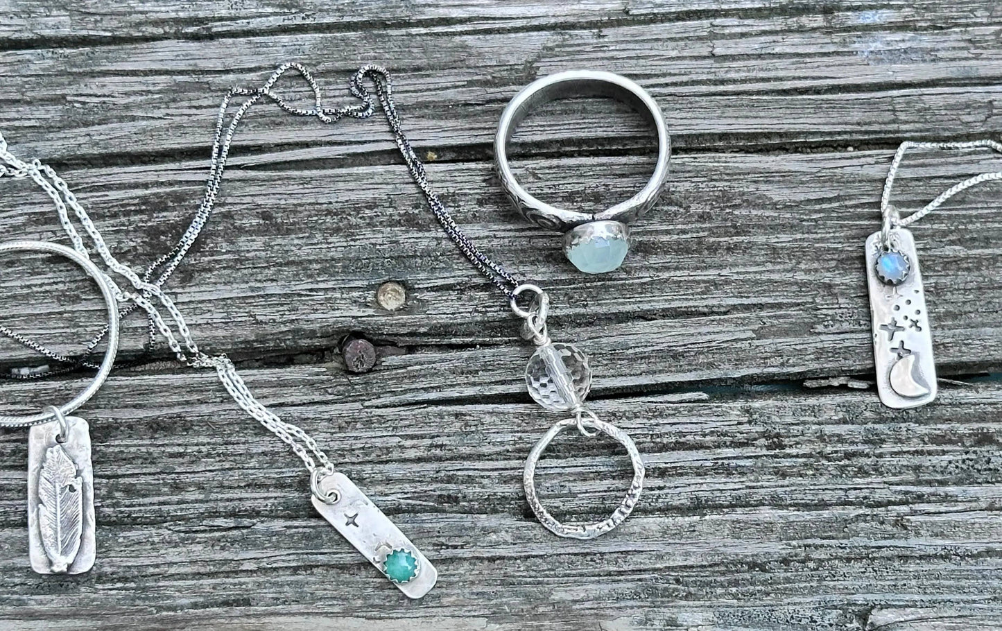 Emerald Tag Necklace , Silver Necklace, Gemstone Tag Necklace* Janine Design