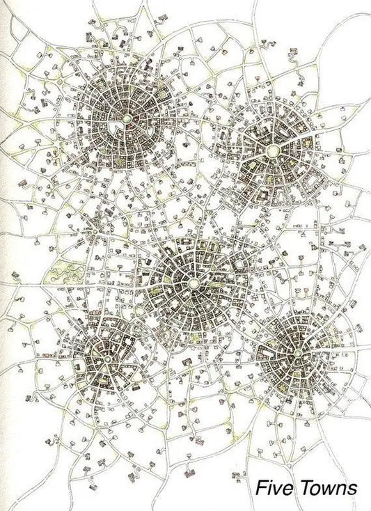 Five Towns, Imaginary Map Art Prints - Uni-T