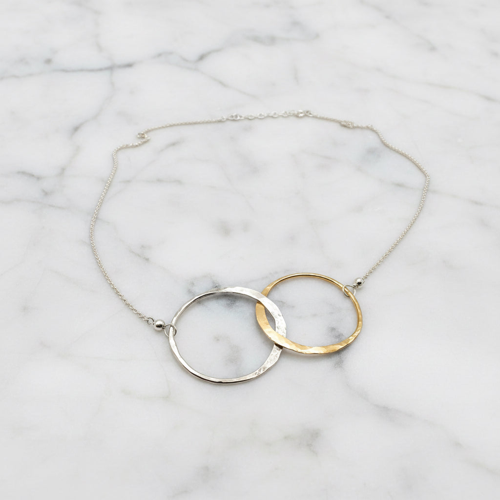 Gold Silver Circles Necklace for Everyday Elegance