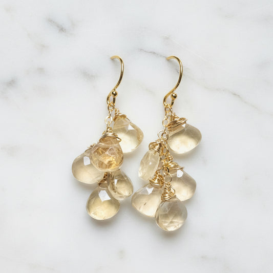 Citrine Fluorite Drop Earrings jewelry