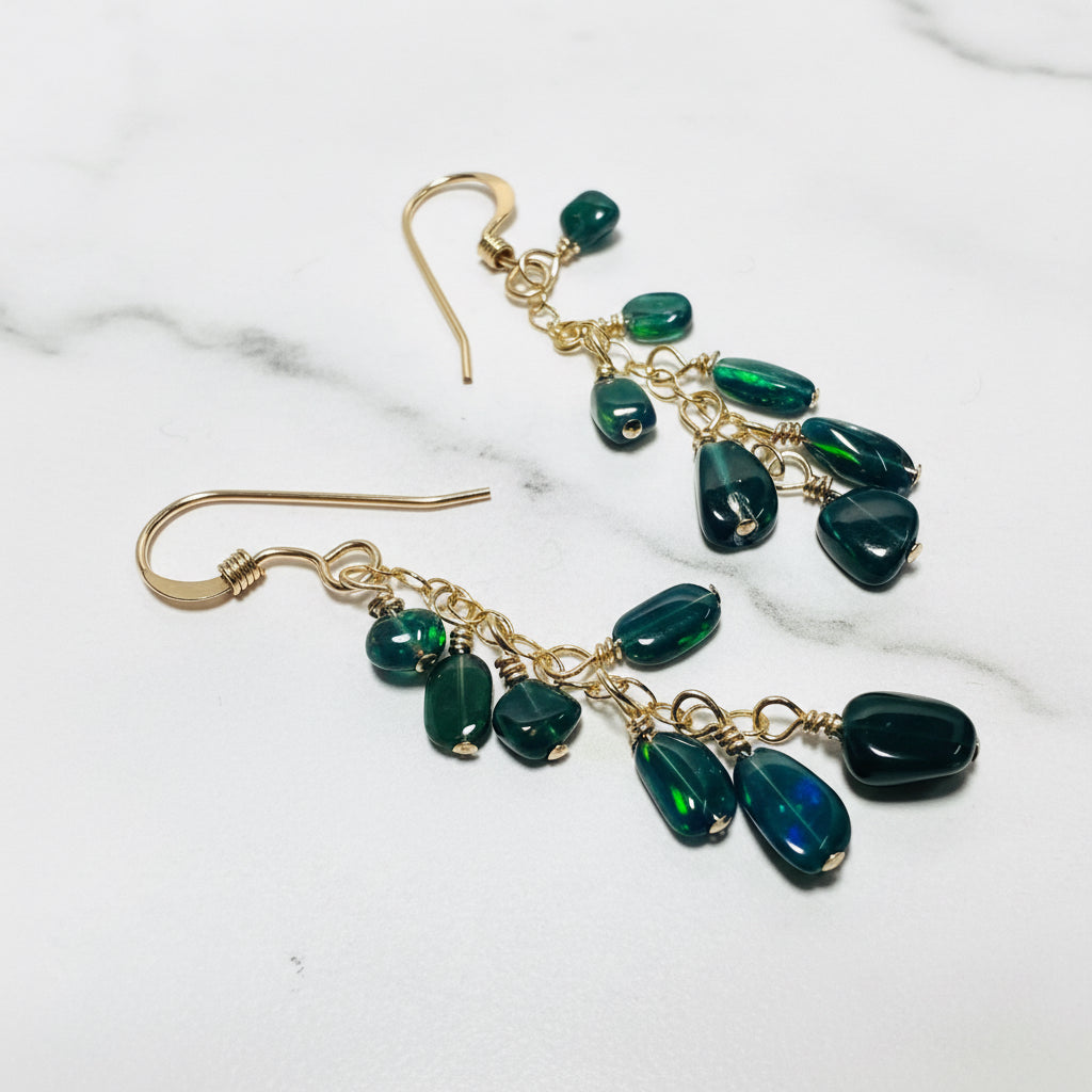 Cascading Opal Earrings/Green Blue Opal Earrings* Janine Design