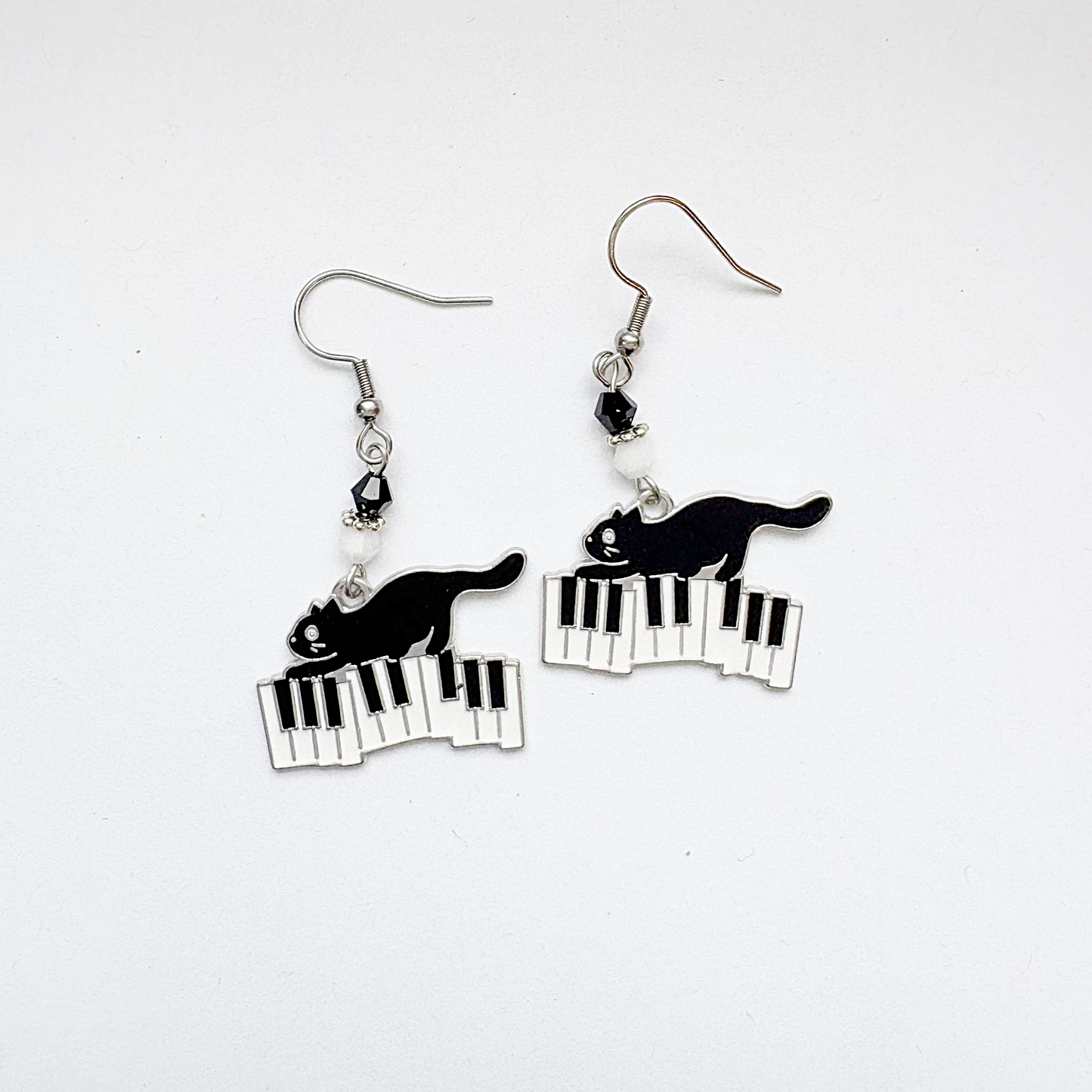 Enamel Piano Kitty Cat Earrings