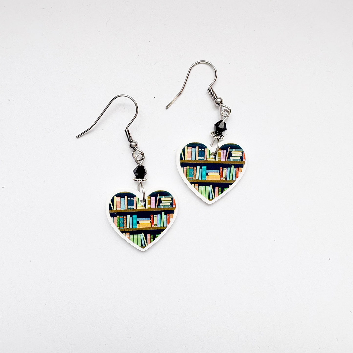 Bookshelf Heart Earrings