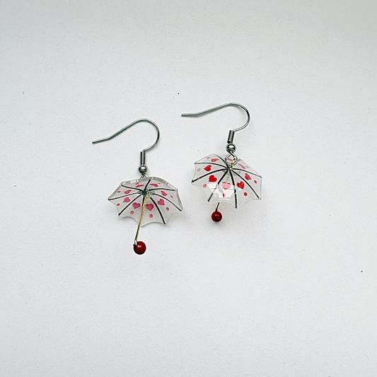 Umbrella Earrings with Hearts