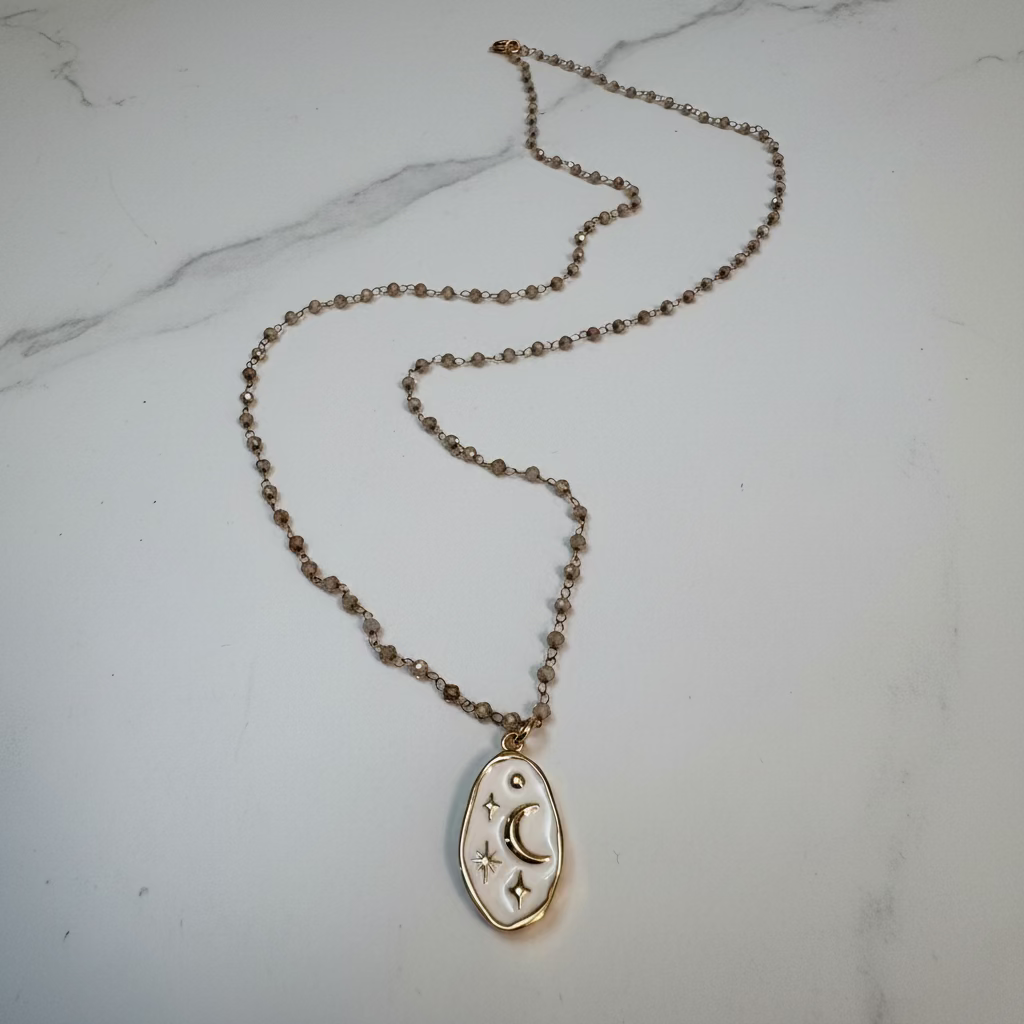 Enamel, Glass & 14K Gold Fill Necklace