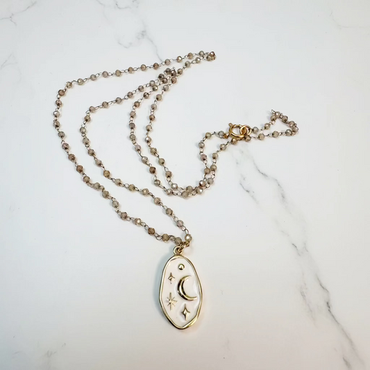 Enamel, Glass & 14K Gold Fill Necklace
