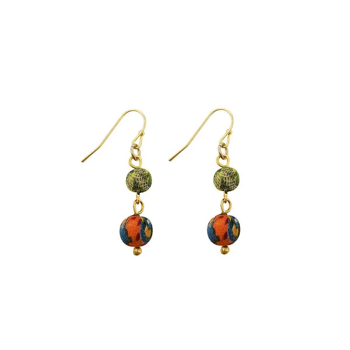 Kantha Double Drop Earrings WorldFinds
