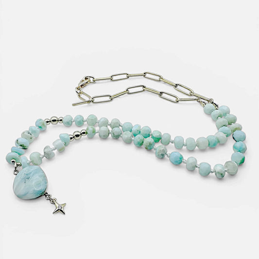 Beaded Larimar Gemstone Necklace***