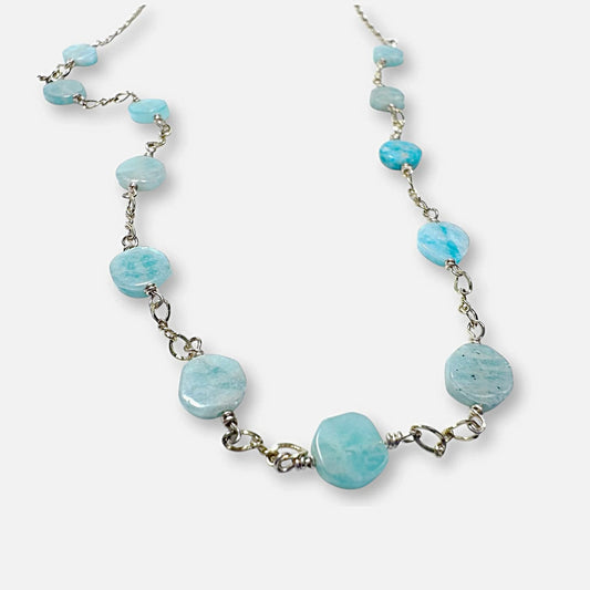 Amazonite Flat Coin Bead Necklace***